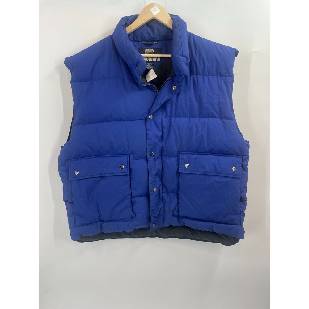Vintage Woodlake Snap Front Full Zip Quilted Puffer Vest Royal Blue Mens 2XL